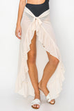 CREAM RUFFLE TRIM COVER UP SARONG SKIRT