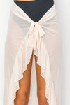 CREAM RUFFLE TRIM COVER UP SARONG SKIRT