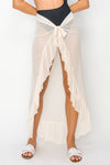 CREAM RUFFLE TRIM COVER UP SARONG SKIRT