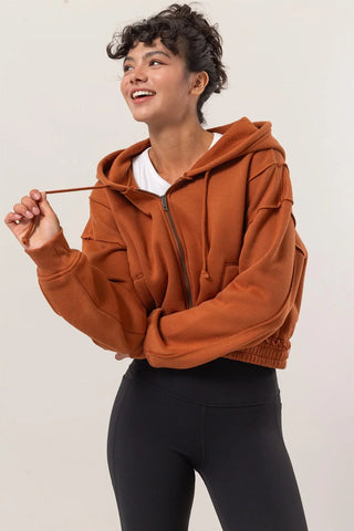LONG WEEKEND FLEECE ZIP-UP HOODIE - PUMPKIN