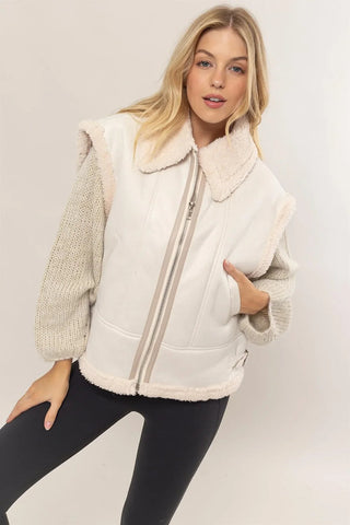IN THE MIX FUR CONTRAST SUEDE VEST