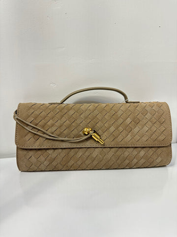 HAZELNUT SUEDE WOVEN BAG