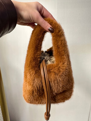 FAUX FUR MINI BUCKET BAG