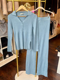 ICY BLUE RIBBED SET TOP
