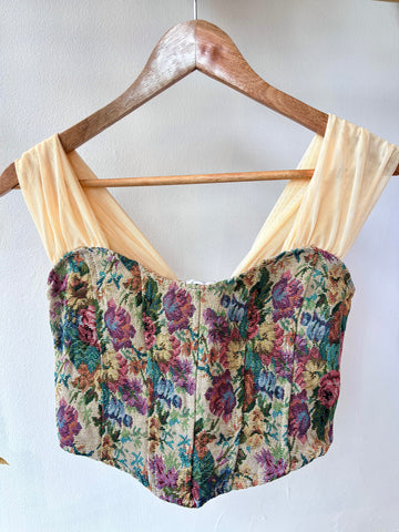 FLORAL JACQUARD CORSET TOP
