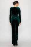 OH WHAT A NIGHT VELVET JUMPSUIT - EMERALD