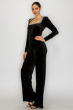 OH WHAT A NIGHT VELVET JUMPSUIT - BLACK