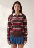 CIDER SEASON STRIPED POLO TOP
