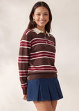 CIDER SEASON STRIPED POLO TOP