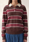 CIDER SEASON STRIPED POLO TOP