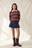 CIDER SEASON STRIPED POLO TOP