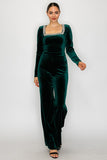 OH WHAT A NIGHT VELVET JUMPSUIT - EMERALD