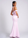 IVONA MAUVE HALTER NECK SATIN GOWN