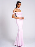 IVONA MAUVE HALTER NECK SATIN GOWN