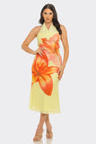 SUNSET LILY HALTER MIDI DRESS