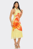 SUNSET LILY HALTER MIDI DRESS