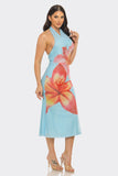 SUNSET LILY HALTER MIDI DRESS - BLUE
