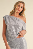 CHEERS! SEQUIN SET OFF-SHOULDER TOP