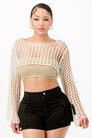 CROCHET KNIT CROP TOP/BOLERO