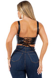 HYPNOTIZED FAUX LEATHER CORSET