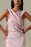 BLUSH REVERIE SATIN MIDI DRESS