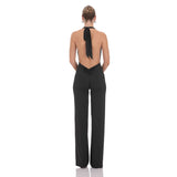 HALTER PLUNGE NECK JUMPSUIT