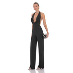 HALTER PLUNGE NECK JUMPSUIT