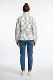 CINCHED-WAIST POLKA DOT JACKET - WHITE
