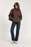 CINCHED-WAIST POLKA DOT JACKET - BROWN