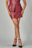 MAKE YOU MINE FAUX LEATHER SET SKIRT - DEEP CHERRY