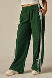 RIBBON TIE TRACK PANTS - VINTAGE GREEN