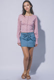 TIE WAIST DENIM CARGO MINI SKIRT
