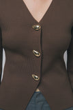 FINE-KNIT CHOCOLATE BROWN CARDIGAN