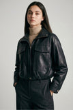 KYA FAUX LEATHER BOMBER JACKET