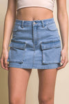 SUMMER CRUSH DENIM CARGO SKIRT