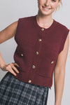 ELLE KNIT SWEATER VEST - BURGUNDY
