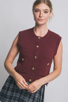 ELLE KNIT SWEATER VEST - BURGUNDY