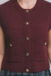 ELLE KNIT SWEATER VEST - BURGUNDY