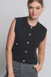 ELLE KNIT SWEATER VEST - BLACK