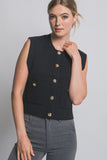 ELLE KNIT SWEATER VEST - BLACK