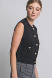 ELLE KNIT SWEATER VEST - BLACK