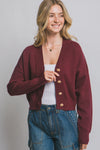 SAMANTHA CARDIGAN SWEATER TOP - WINE