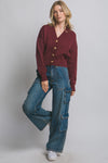 SAMANTHA CARDIGAN SWEATER TOP - WINE