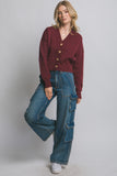 SAMANTHA CARDIGAN SWEATER TOP - WINE