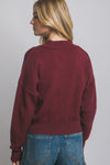SAMANTHA CARDIGAN SWEATER TOP - WINE