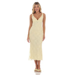 YELLOW LACE OPEN BACK MIDI DRESS
