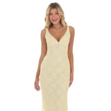 YELLOW LACE OPEN BACK MIDI DRESS