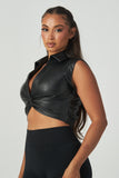 ECHO FAUX LEATHER CROP TOP