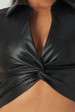 ECHO FAUX LEATHER CROP TOP