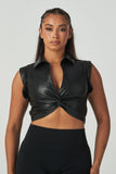 ECHO FAUX LEATHER CROP TOP